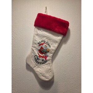 Vintage 1982 Rennoc babys first Christmas stocking Retro Holiday Nursery Decor